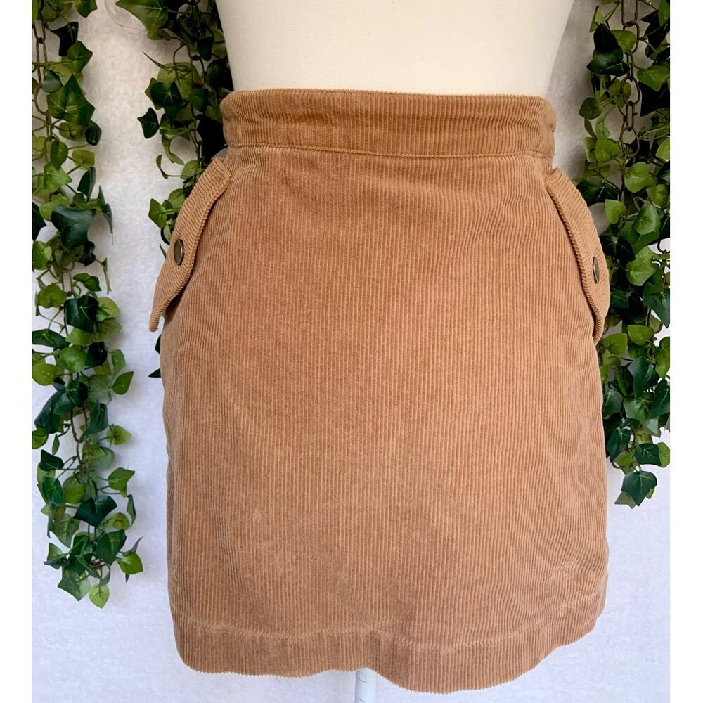 Copper Key Caramel Brown Corduroy High Rise Button Pocket Mini Skirt Women XS/S